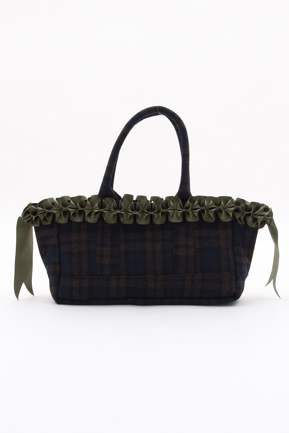 チェックトートバッグ【ネイビー×ブラウン】