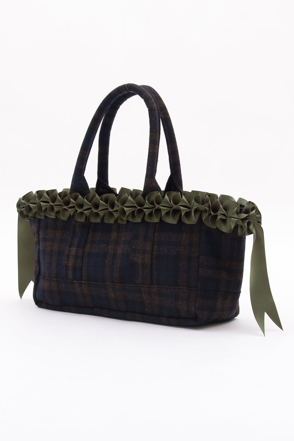 チェックトートバッグ【ネイビー×ブラウン】