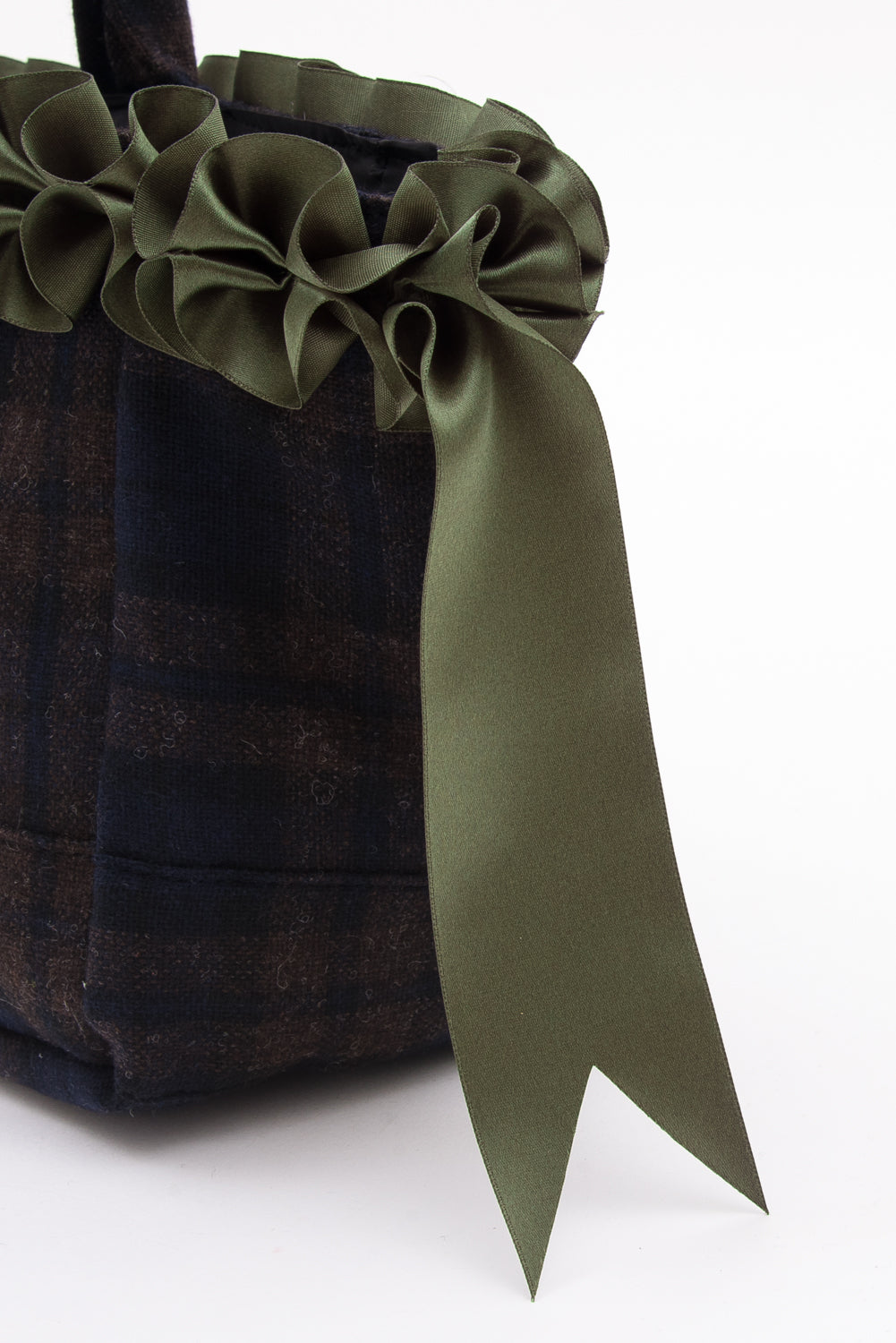 チェックトートバッグ【ネイビー×ブラウン】