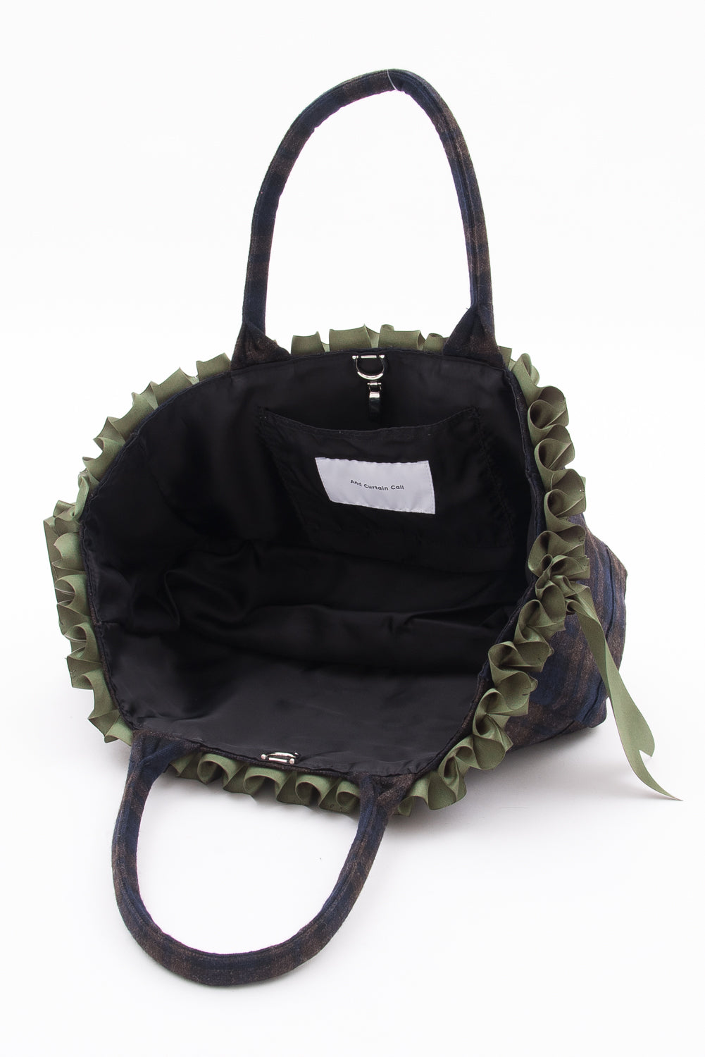 チェックトートバッグ【ネイビー×ブラウン】