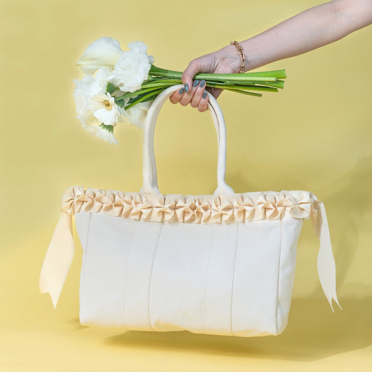 Mサイズ:【アイボリー】ホイップリボントートバッグ